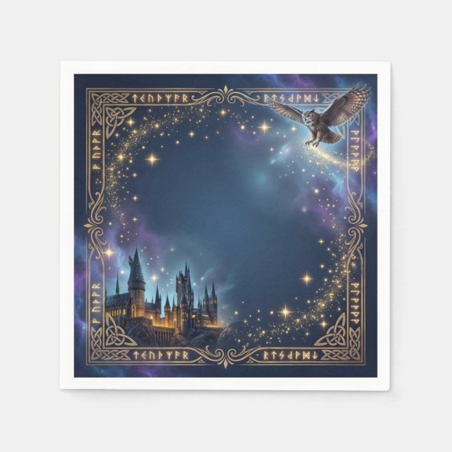 Guardanapo De Papel Festa de Aniversário Mágica de Feiticeiros e Bruxa (Frente)