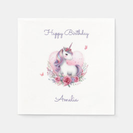 Guardanapo De Papel Festa de aniversário Mágica de Unicórnio Floral