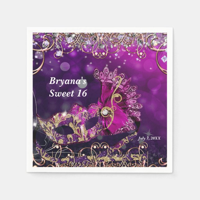 Guardanapo De Papel Festa de Aniversário Máscara de Mascarada Fantasia (Frente)