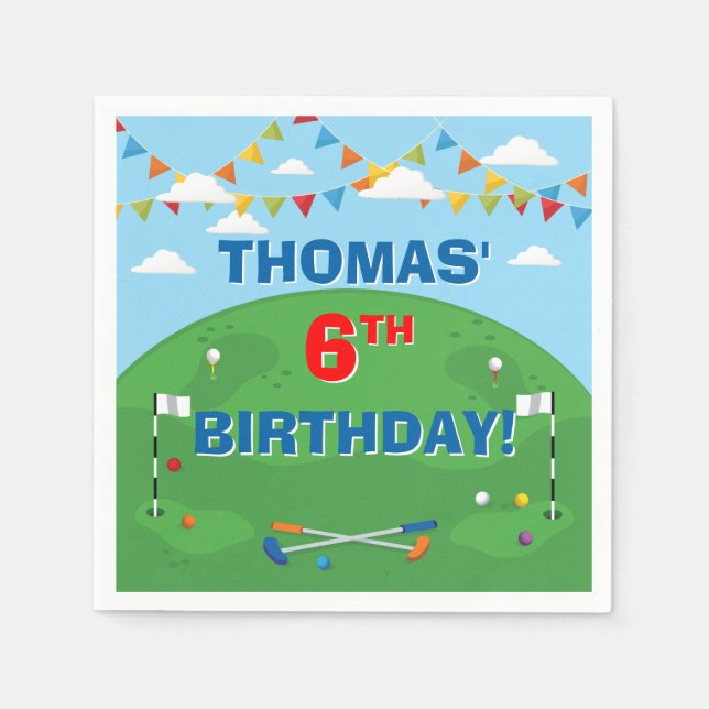 Guardanapo De Papel Festa de aniversário Mini Golf Putt Boys (Frente)