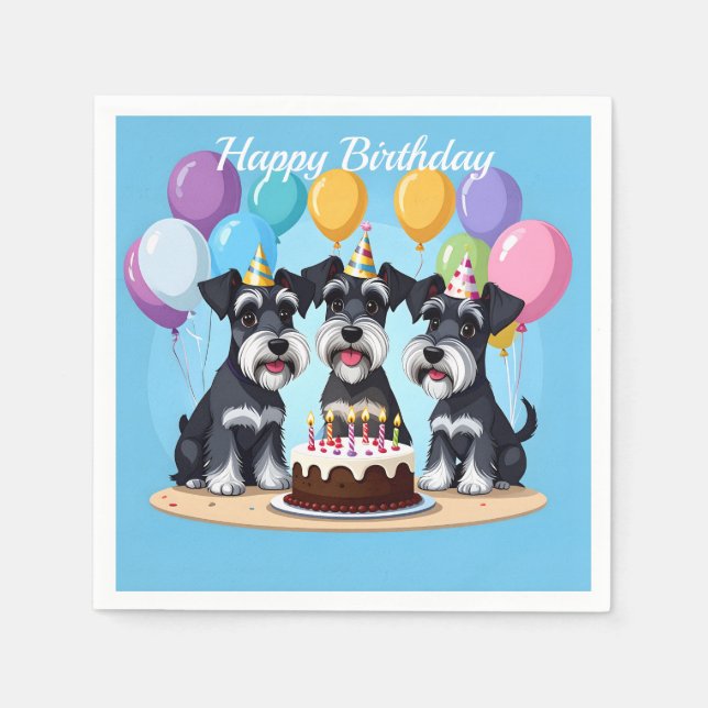 Guardanapo De Papel Festa de aniversário Miniatura Schnauzers (Frente)