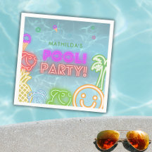 Festa de Aniversário na Piscina com Neon para Toda