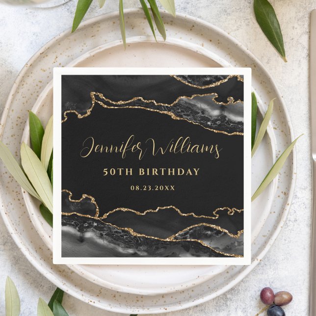 Guardanapo De Papel Festa de aniversário para adultos Elegantes Dourad (Criador carregado)