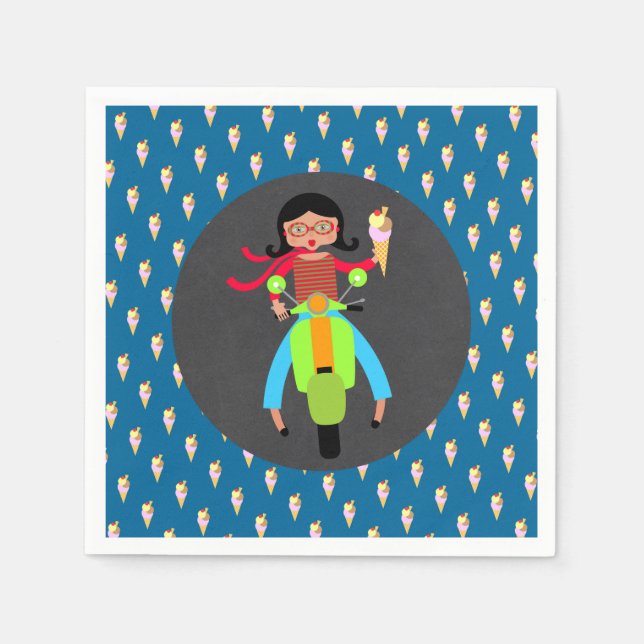 Guardanapo De Papel Festa de aniversário patinete italiana (Frente)