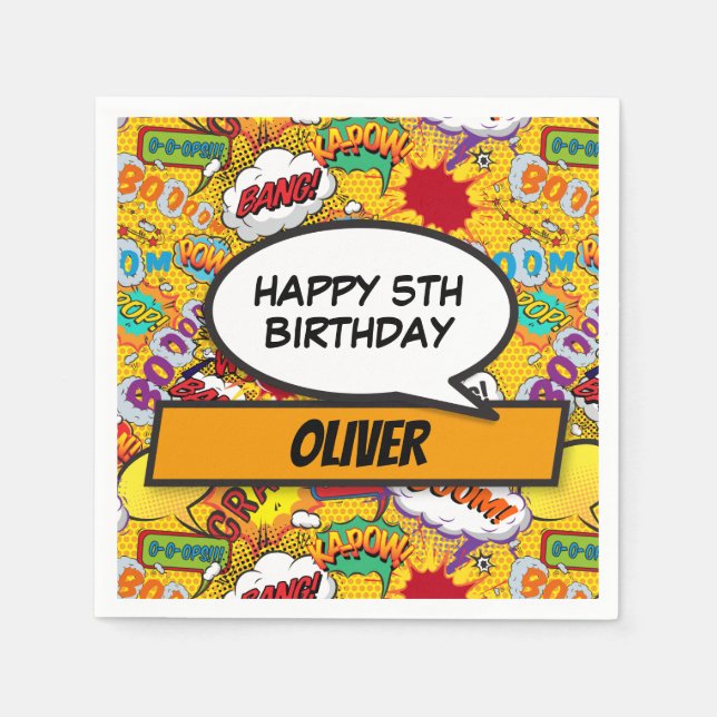 Guardanapo De Papel Festa de aniversário Personalizada de Super Herói  (Frente)