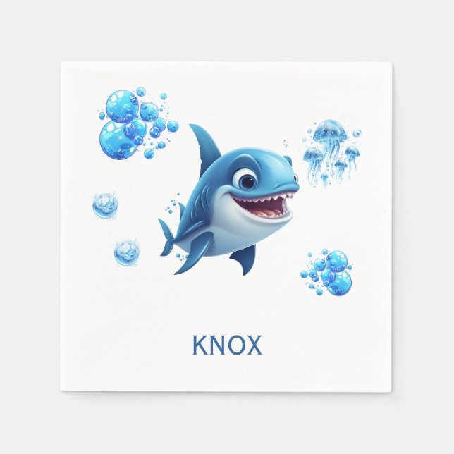 Guardanapo De Papel Festa de aniversário Personalizada de Tubarão-Bebê (Frente)