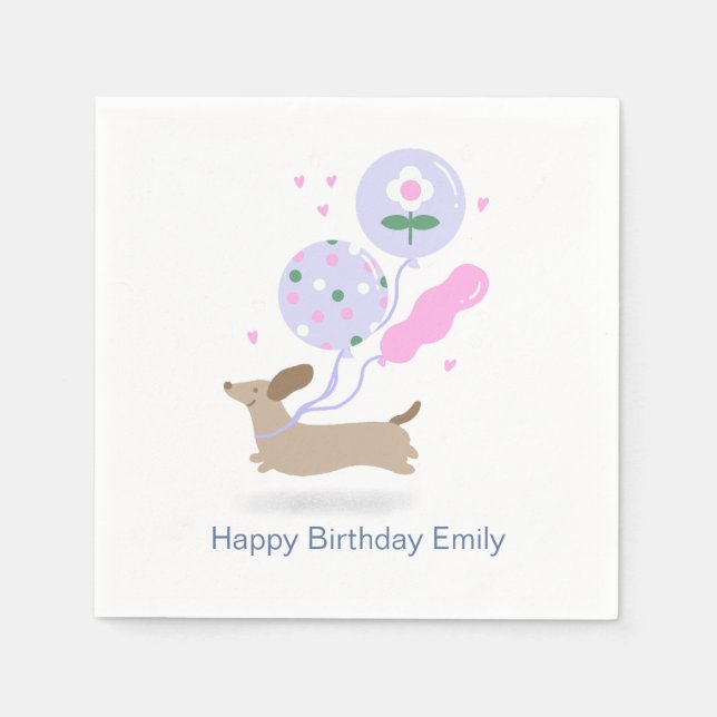 Guardanapo De Papel Festa de aniversário personalizada do cão-mosca (Frente)