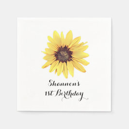 Guardanapo De Papel Festa de Aniversário Personalizada Girassol Rústic