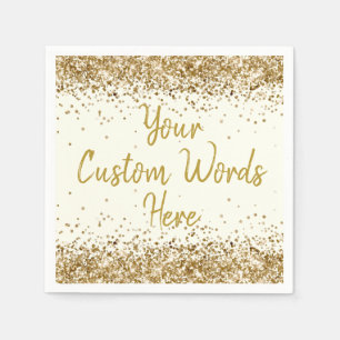 Guardanapo De Papel Festa de Aniversário Personalizada Marfim Dourado