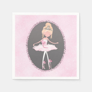 Guardanapo De Papel Festa de Aniversário Pink & Grey Couture Bailarina