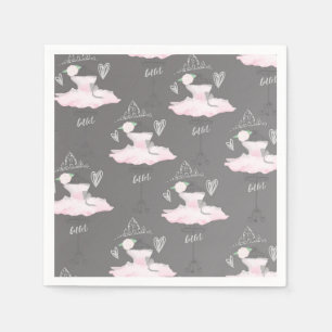 Guardanapo De Papel Festa de Aniversário Pink & Grey Couture Ballerina