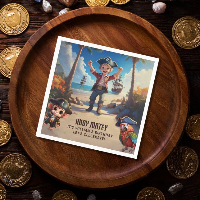 Guardanapo De Papel Festa de aniversário Pirata da Ilha Tropical (Criador carregado)