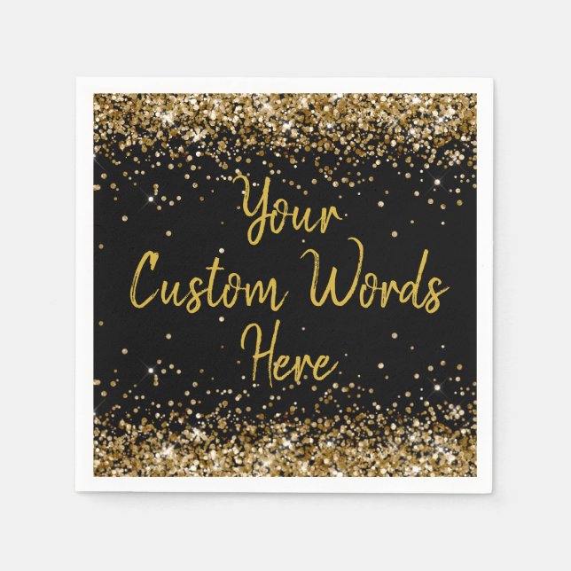 Guardanapo De Papel Festa de Aniversário Preta Personalizada de Gradua (Frente)