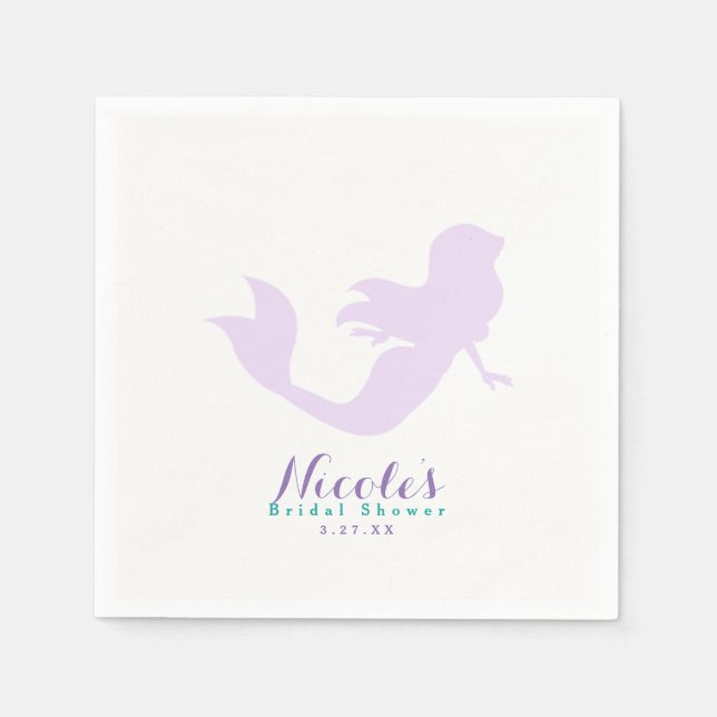 Guardanapo De Papel Festa de aniversário Púrpura de Sereia de Praia Bl (Frente)