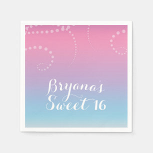 Guardanapo De Papel Festa de aniversário rosa azul púrpura, pontilhada