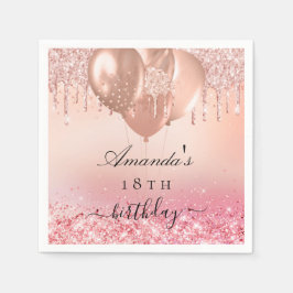 Guardanapo De Papel Festa de aniversário rosa de com o nome dos balões