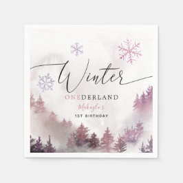 Guardanapo De Papel Festa de aniversário rosa de Winter ONEderland