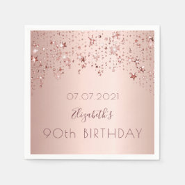 Guardanapo De Papel festa de aniversário, rosas, 90, estrelas douradas