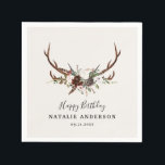 Guardanapo De Papel Festa de aniversário rústica botânica outono stag<br><div class="desc">Projeto de festa de aniversário rústica botânica outono stag</div>