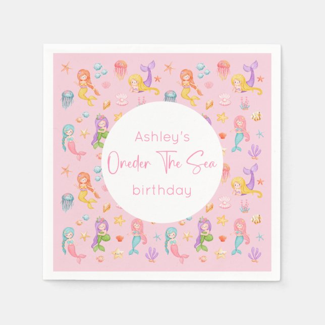 Guardanapo De Papel Festa de aniversário Sereia (Frente)