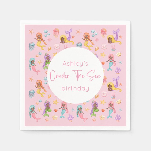 Guardanapo De Papel Festa de aniversário Sereia (Frente)