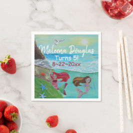 Guardanapo De Papel Festa de aniversário Sereia, Oceano Turquesa Verme