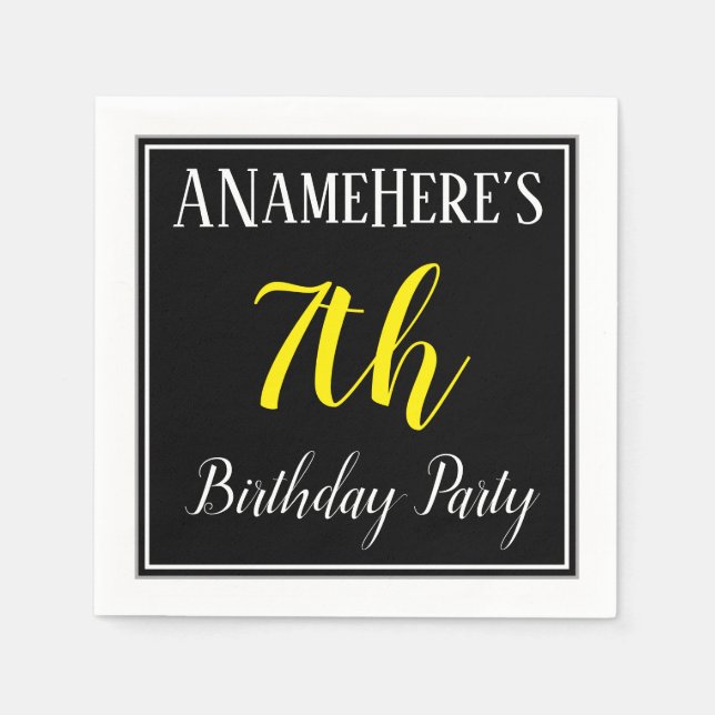 Guardanapo De Papel Festa de aniversário simples com 7 com nome person (Frente)