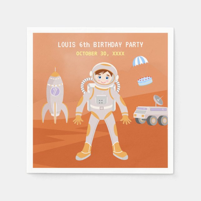 Guardanapo De Papel Festa de aniversário temática do astronauta de Mar (Frente)