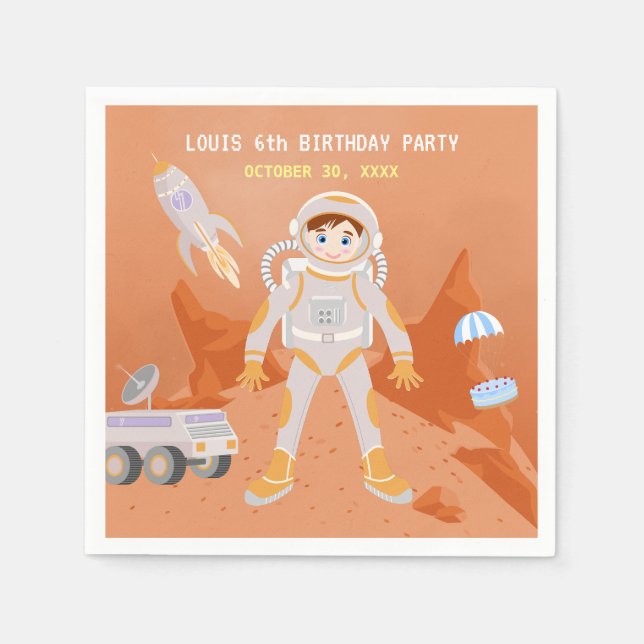 Guardanapo De Papel Festa de aniversário temática do astronauta de Mar (Frente)