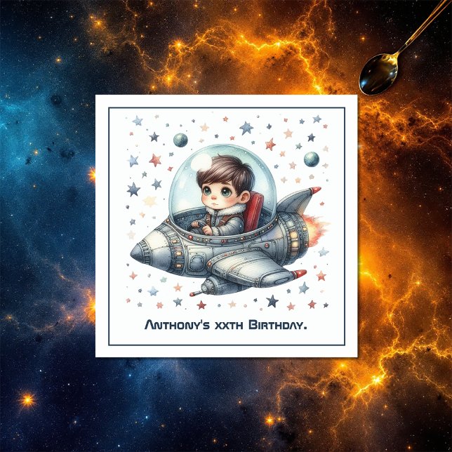 Guardanapo De Papel Festa de aniversário temática do Astronauta Toddle (Toddler Astronaut Space themed Birthday Party Napkins)