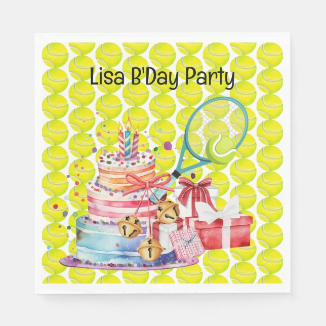 Guardanapo De Papel Festa de aniversário tênis com esfera do rack e bo (Frente)