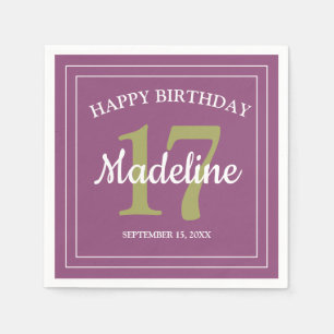 Guardanapo De Papel Festa de aniversário verde roxa 17 ou qualquer ida