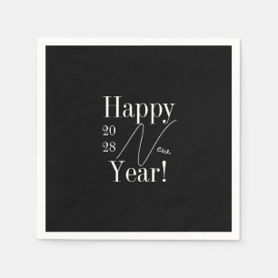Guardanapo De Papel Festa de Ano Novo, Preta e Branco