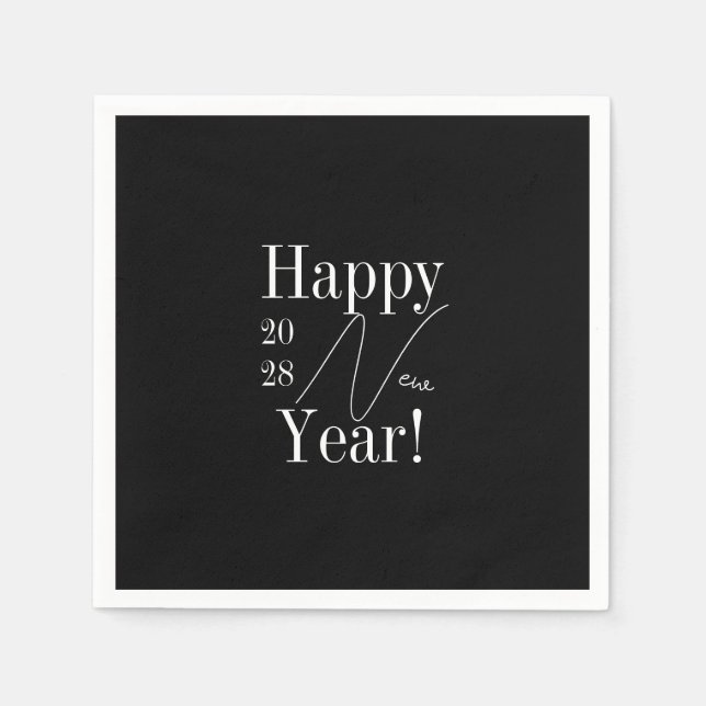 Guardanapo De Papel Festa de Ano Novo, Preta e Branco (Frente)