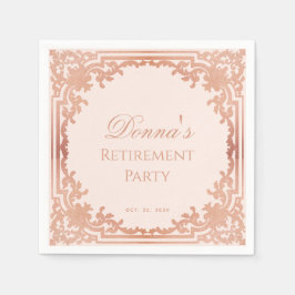 Guardanapo De Papel Festa de Aposentadoria Elegante Rosa Dourado Vinta