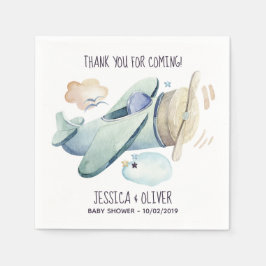 Guardanapo De Papel Festa de Avião de Aquarela Azul