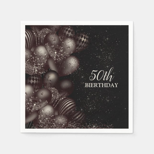 Guardanapo De Papel Festa de Balões Negros de Aniversário (Frente)