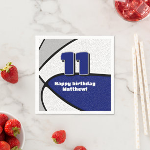 Guardanapo De Papel festa de basquetebol cinza azul para rapazes