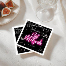Festa de Bat Mitzvah com tema Neon Rosa Forte