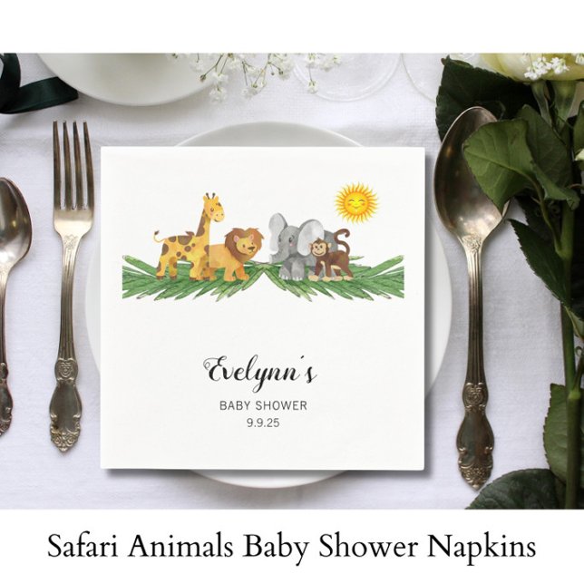 Guardanapo De Papel Festa de Bebê com Animais da Savana  (Criador carregado)