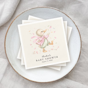 Guardanapo De Papel Festa de Bebê Menina Pato História de Livro Vintag