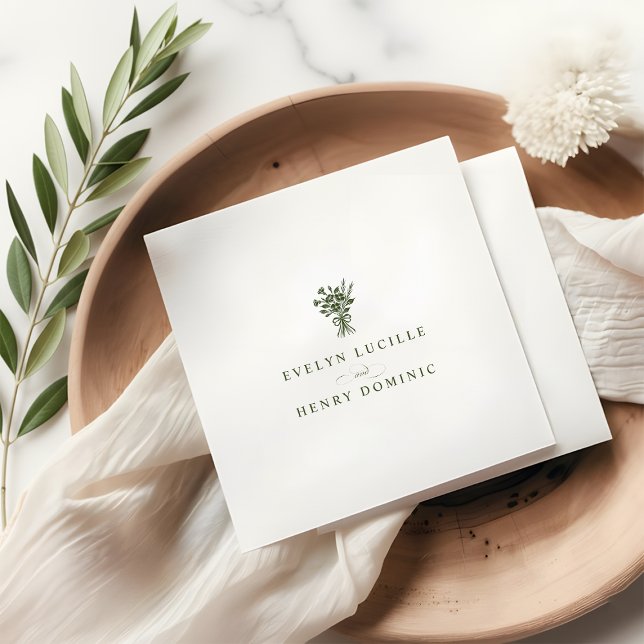 Guardanapo De Papel Festa de Casamento Boho Minimalista Oliva (Criador carregado)