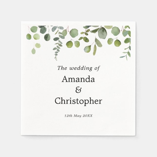 Guardanapo De Papel Festa de casamento Eucalyptus Greenery (Frente)