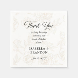 Guardanapo De Papel Festa de casamento Floral Dourada Elegante