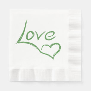 Guardanapo De Papel Festa de casamento Verde e Branco do Amor e Coraçõ