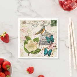 Guardanapo De Papel Festa de Chá Botânico Vintage Francês no País Pari