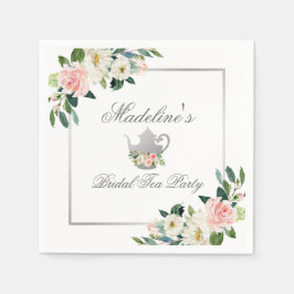 Guardanapo De Papel Festa de chá de Chá de panela de Prata Floral Rosa