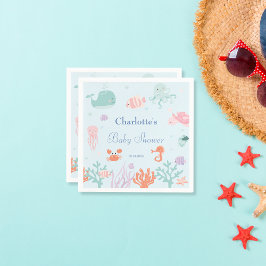 Guardanapo De Papel Festa de Chá de fraldas de Animais do Oceano Azul 