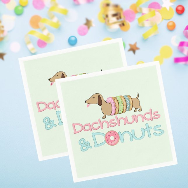 Guardanapo De Papel Festa de Chá de fraldas de Aniversário do Dachshun (Dachshund & Donuts Birthday Party Baby Shower Napkins)