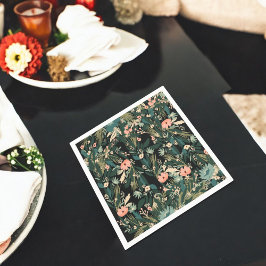 Guardanapo De Papel Festa de Chá de fraldas Floral Cinza Verde